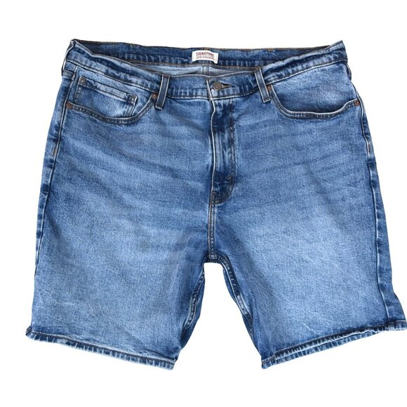 Signature by Levi Strauss Denim Shorts Jort W38 Blue Relaxed Fit 5-Pocket Cutoff - Picture 2 of 11